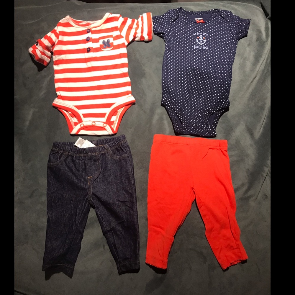 2 Carters bodysuit leggings sets